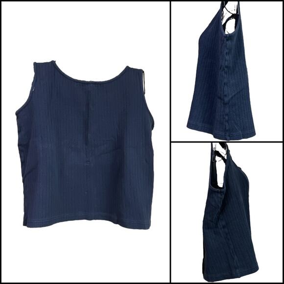 Ladies Blue Rib Summer Cropped Tank Top No Tags - See Measurements - Picture 2 of 8